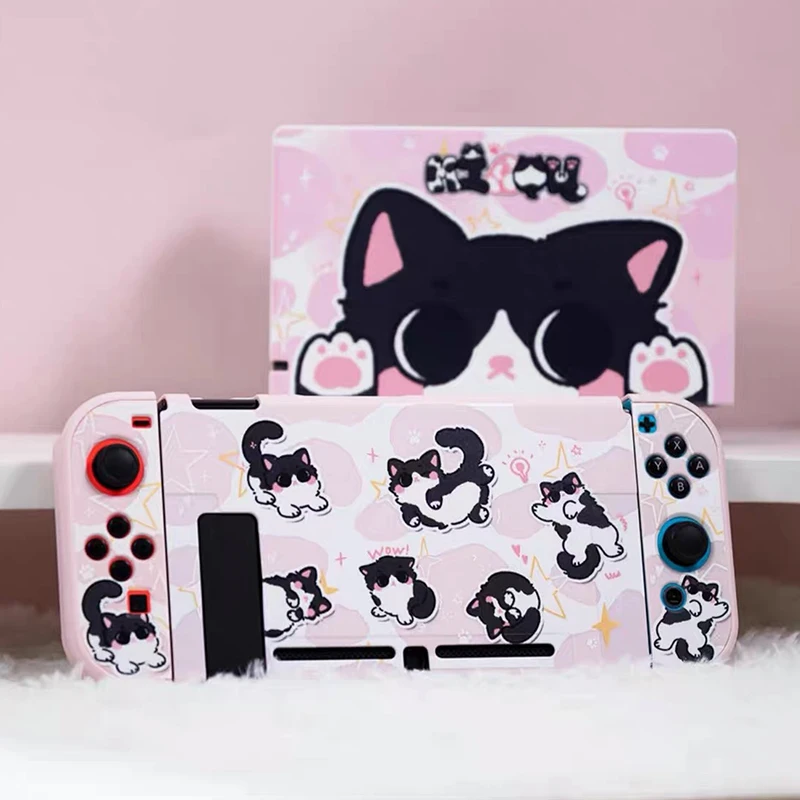 

Dorable Cat Case Compatible with Nintendo Switch Oled Cover Dockable Protective Hard PC Shell For NS Switch Controller Joy-Con