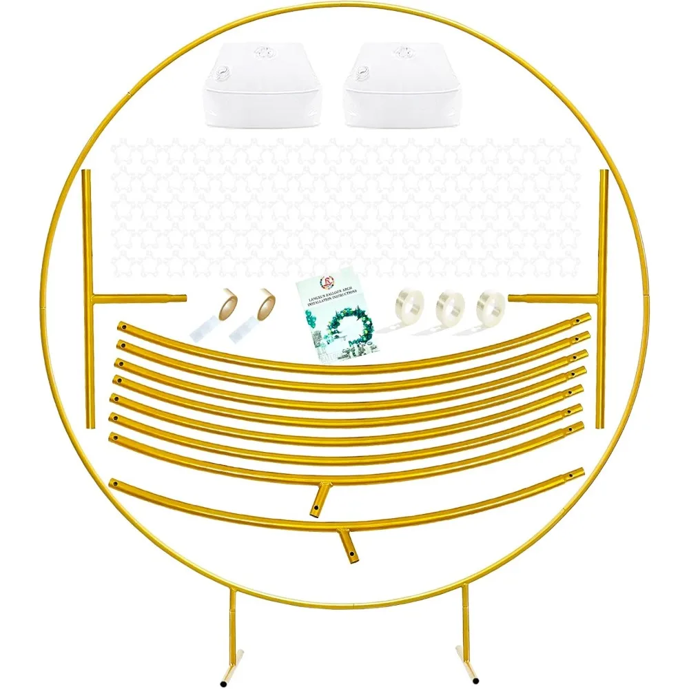

7.2ft Gold Metal Round Balloon Arch kit, Backdrop Circle Stand Arch Frame for Wedding Birthday Party Decoration,