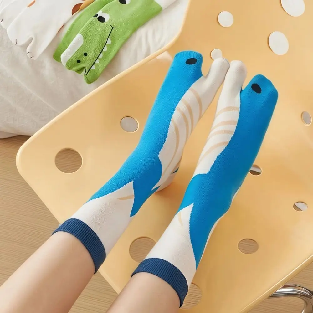 Mode Dolfijn Krokodil Kat Teen-sokken Comfortabel Ademend Mid-kalf Sokken Lange Stijl Zachte Dierenprint Sokken Dames