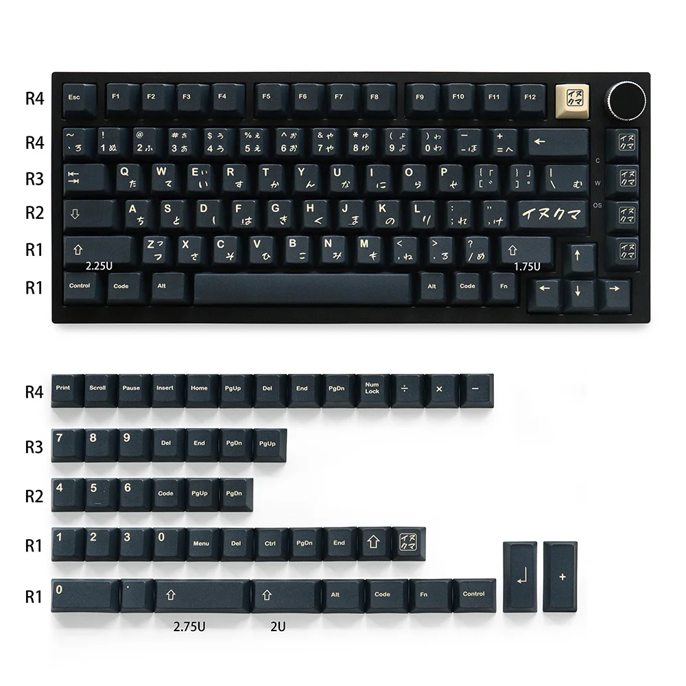 GMK Inukuma JP Keycaps Sublimasi Pbt 129 Tombol Cherry Profile Keycaps untuk 61/64/68/87/104/108 Mx Switch Keyboard Mekanis