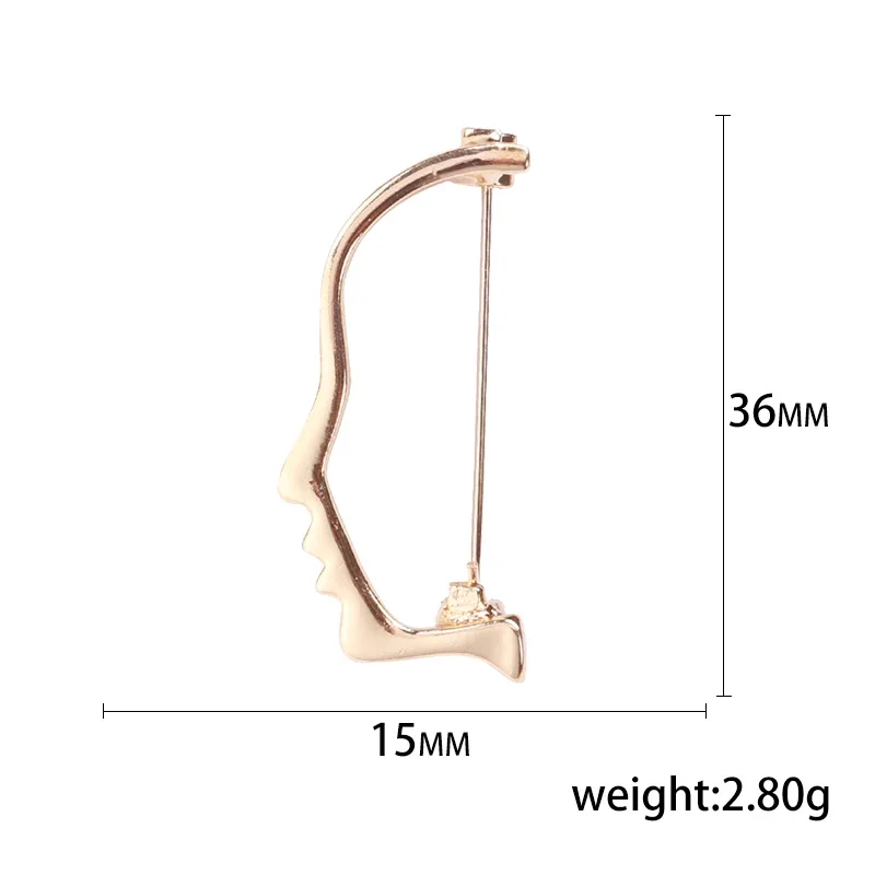 Blucome Abstract Half Face Shape Brooches For Kids Gold Color Pin For Coat Short Fashion Accessories Brooch Badge