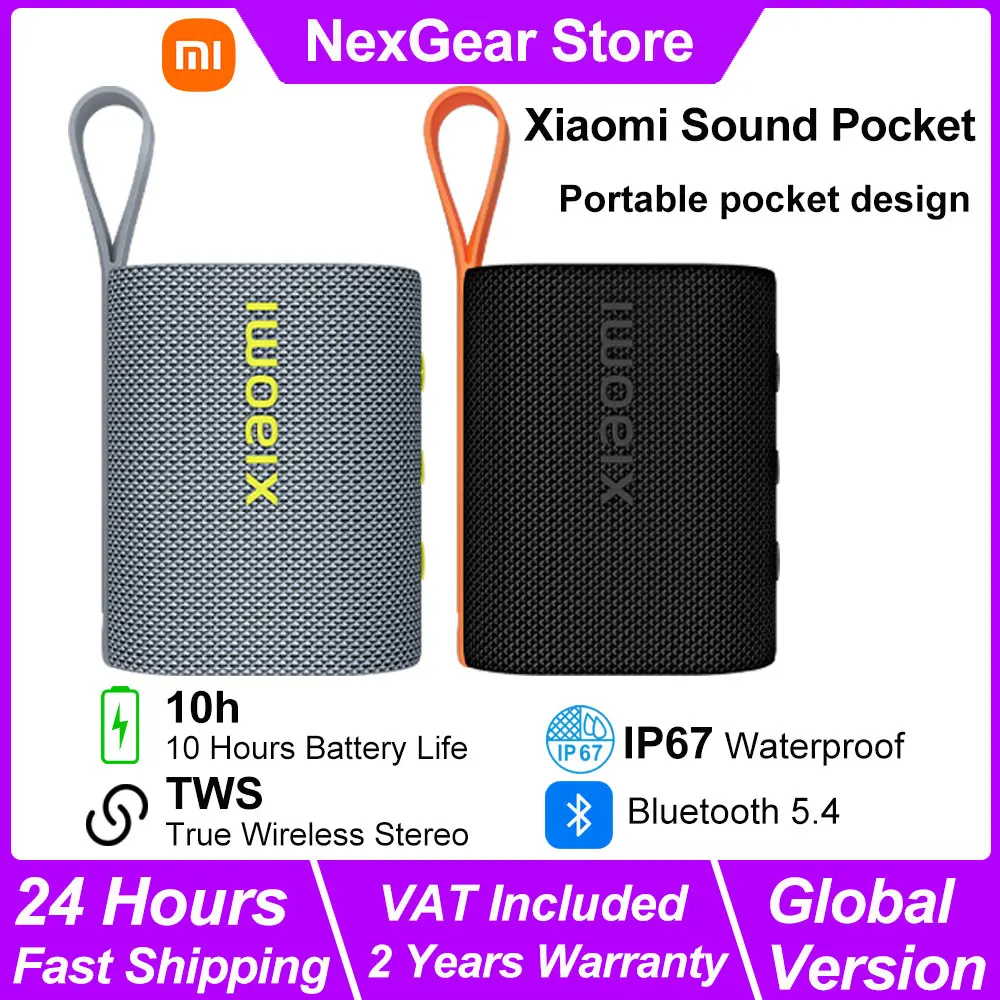 Nouveau Xiaomi Sound Pocket, Combo Stéréo TWS, Haut-parleur Sans Fil Portable, Batterie 1000mAh 10h, IP67 Bluetooth 5.4 Version Globale