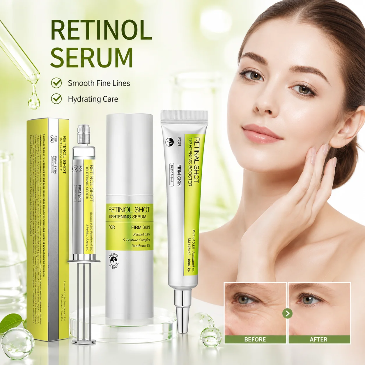 Retinol Face Serum 15ml Firming Hydrating Facial Care for Fine Lines Uneven Texture Minimizes Pores Antioxidant Anti-aging