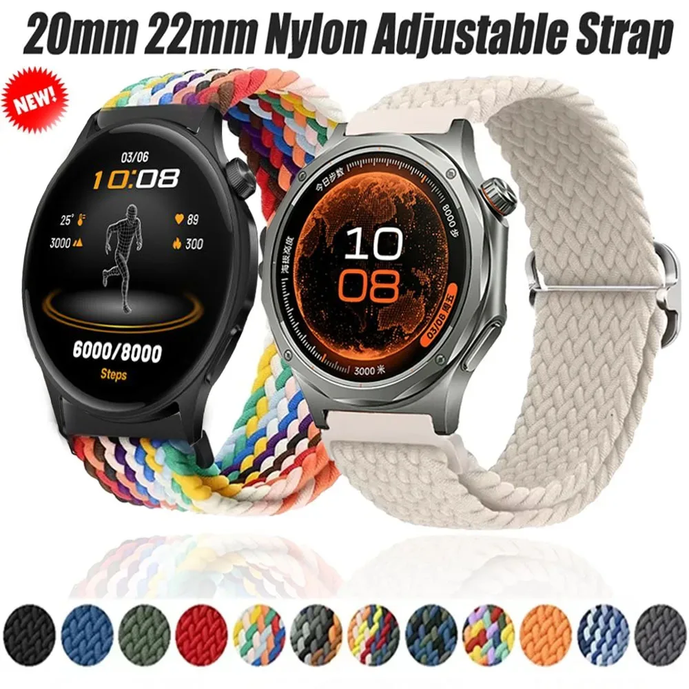 20mm 22mm Nylon Strap for Oppe Watch X3 X2 S Oneplus Watch 4 Lite 3 Comfortable Bracelet Band for Amazfit Active Max/3/Bip Max 6