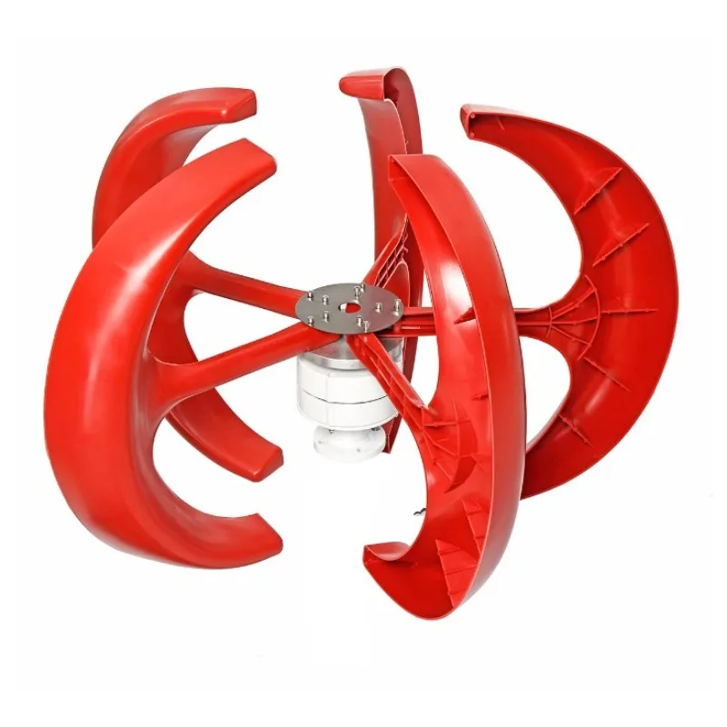 Residential street lamp post red lantern small windmill portable 300W 12V/24V vertical axis wind turbine