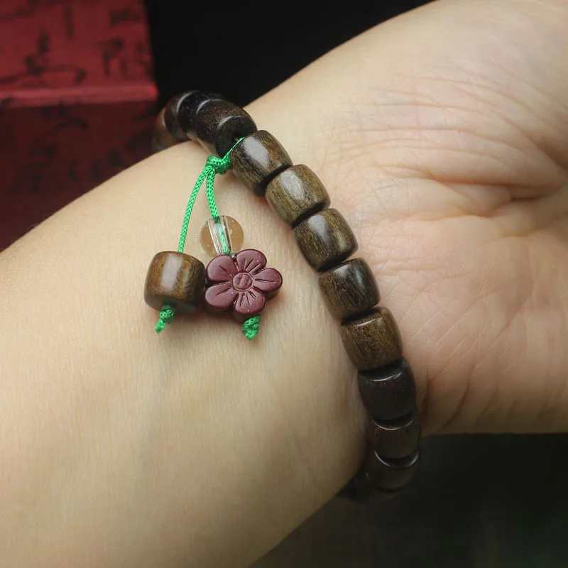 

8mm Straight Cut Dalbergia Retusa Apple Bead Bracelet Unisex Wooden Prayer Beads Wrist Jewelry Gifts