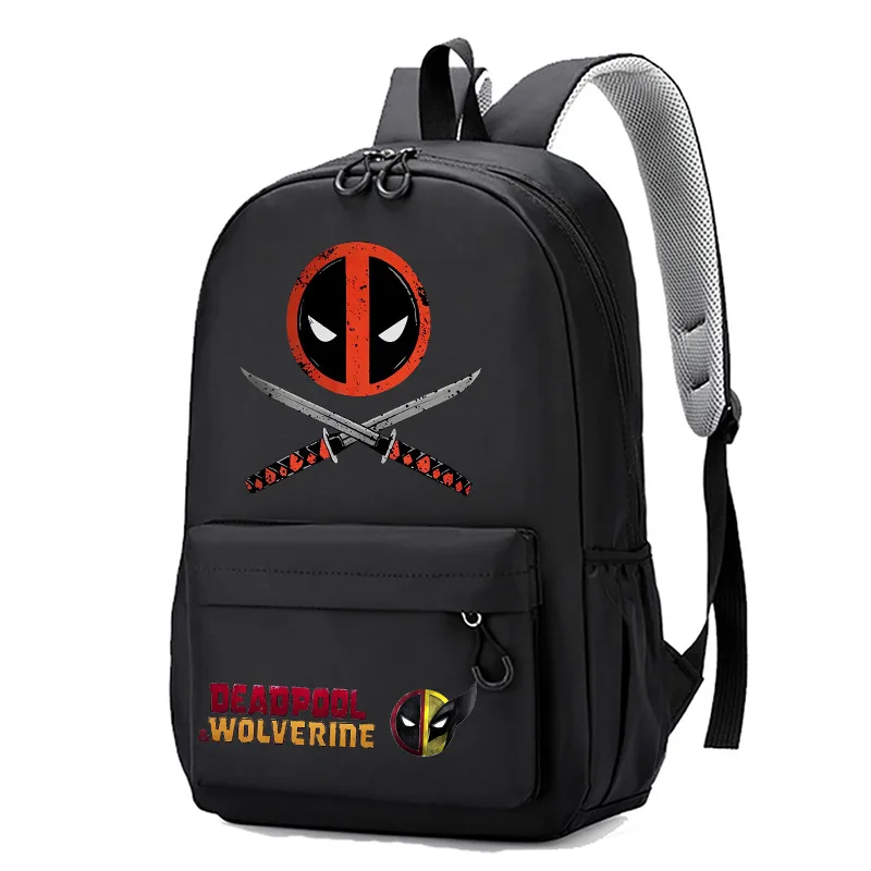 Cartoon Deadpool Wolverine 3D Printing 1-3-6 Grade Children Kindergarten Schoolbag Student Black Backpack Back To School