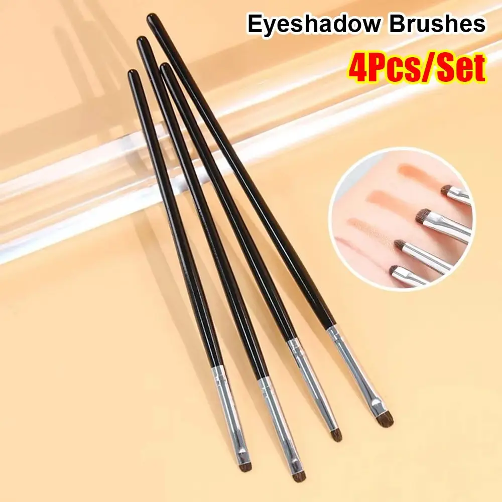 4Pcs/Set Small Angle Eyeshadow Brushes Precise Detail Eyelid Highlighter Makeup Brushes Lying Silkworm Soft Hair