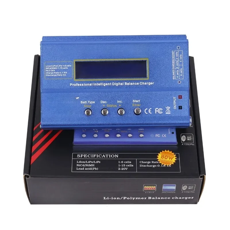 

B6 80W balance charger model aircraft lithium battery multi-function full set of assembled wires and charging plates