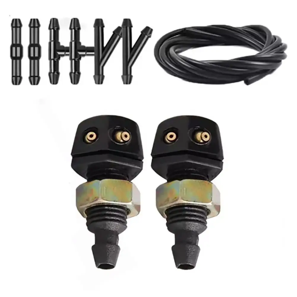 Adjustable Car Washer Wiper Nozzle for Windshield Includes Connectors 2M Hose Fits Most Vehicle Models Practical Design