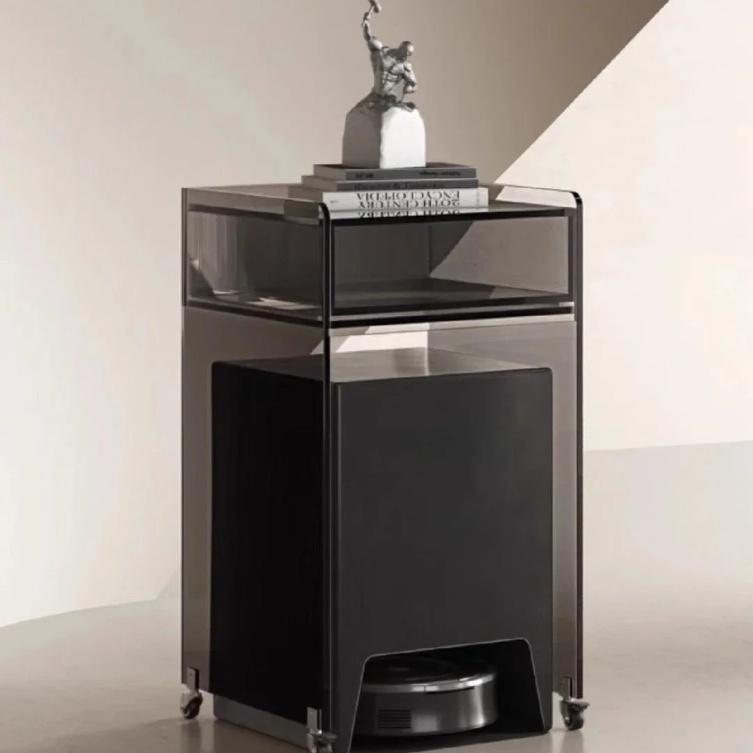 Acrylic sweeping robot rack, mobile storage cabinet with drawers and wheels