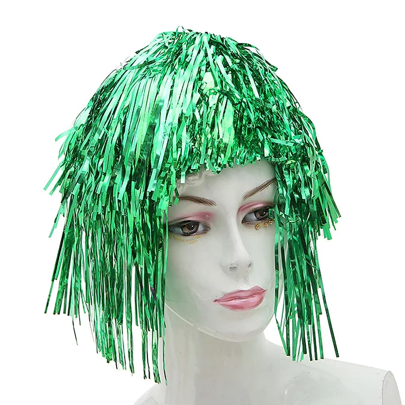 1Pc Foil Tinsel Wigs Costume Cosplay Supplies Funny Shiny Women Metallic Hair Accessories For Party Carnival Masquerade Wig