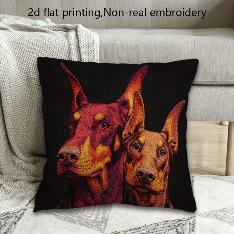 Aesthetic Dog Portrait Print Pillowcase 40x40cm Throw Cushion Cover for Pets Animal Art Home Decor Gift for Puppy Owner