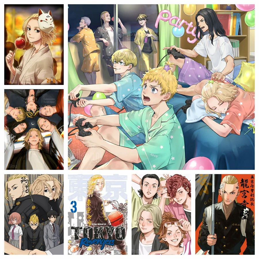 Toyko Revengers Anime diamante pintura de diamantes de imitación Mikey Ken Chifuyu Japón dibujos animados niños foto arte mosaico punto de cruz decoración del hogar