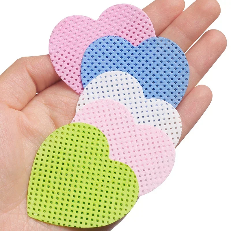 200Pcs Lint-Free Nail Polish Remover Cotton Wipes Heart Shaped UV Gel Tips Remover Cleaner Paper Nails Polish Art Cleaning Tools