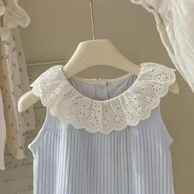 رائعتين طفل الفتيات السروال القصير الضوء الأزرق القطن السراويل رومبير رائعة الدانتيل تكدرت طوق لينة ومريحة للطفل حديث الولادة 0 - 3Y #3