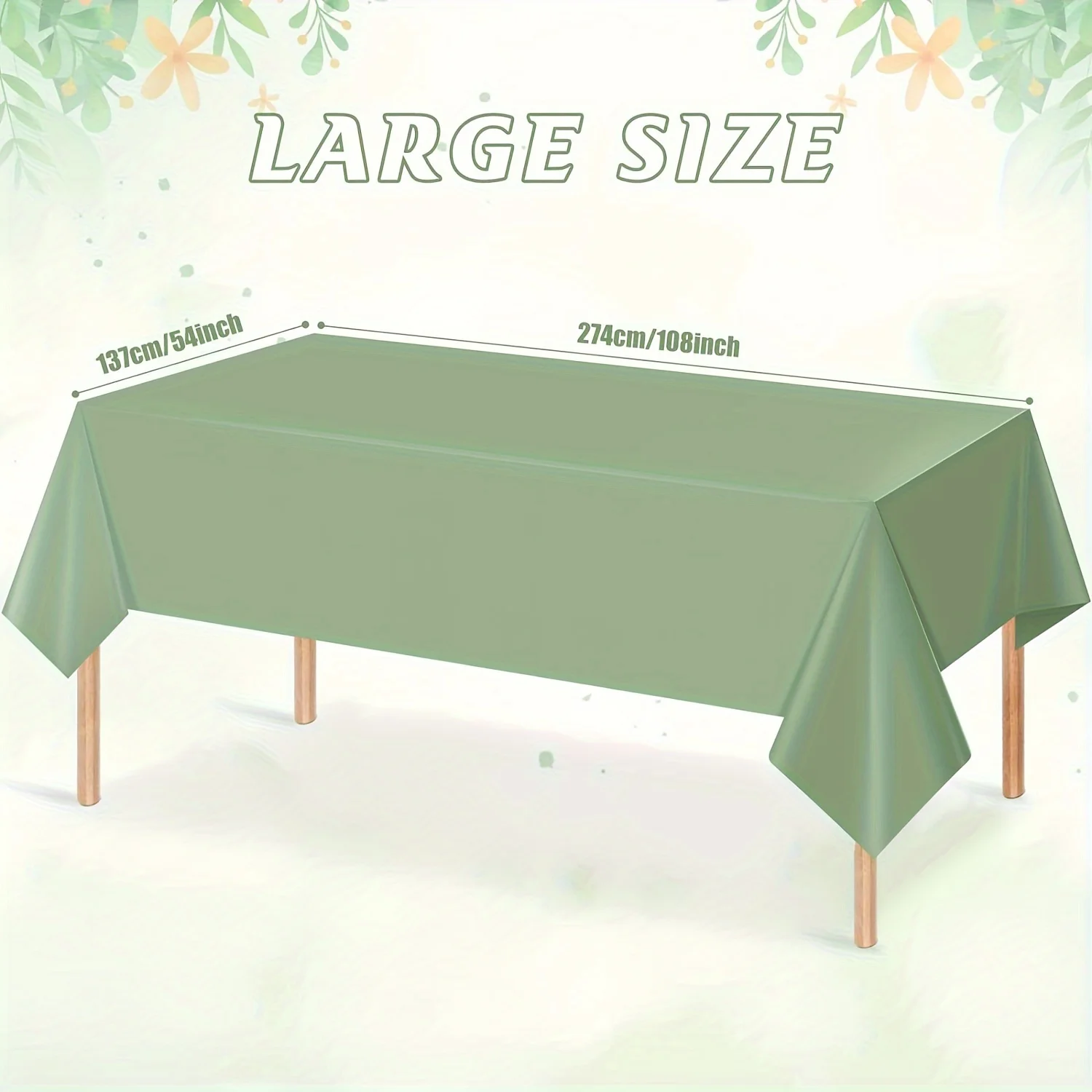 1pc pieces, grass green rectangular tablecloth, waterproof light green disposable tablecloth, birthday,wedding party decoration