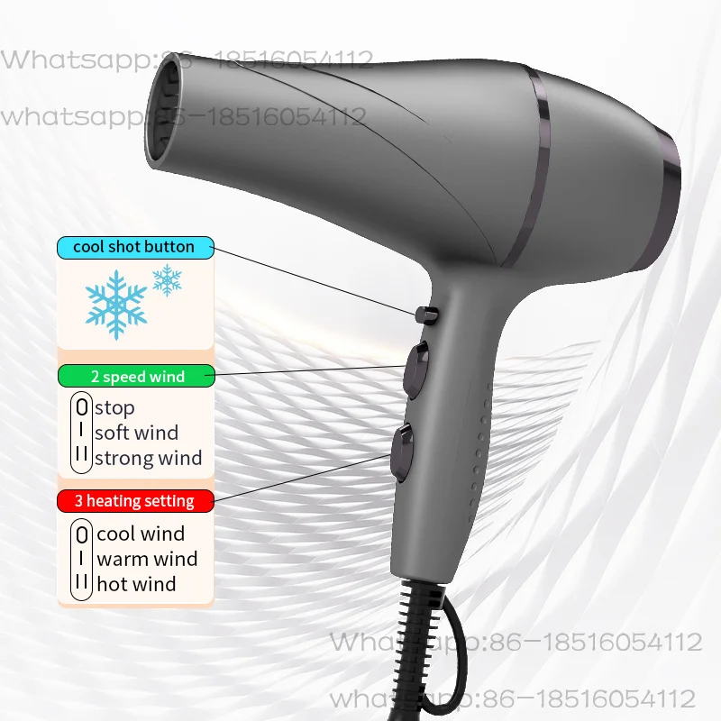 Popular High-Speed Hair Dryer 2200w High-Power Fast Drying Bass Noise Reduction Household Hair Salon Model 110V/220V