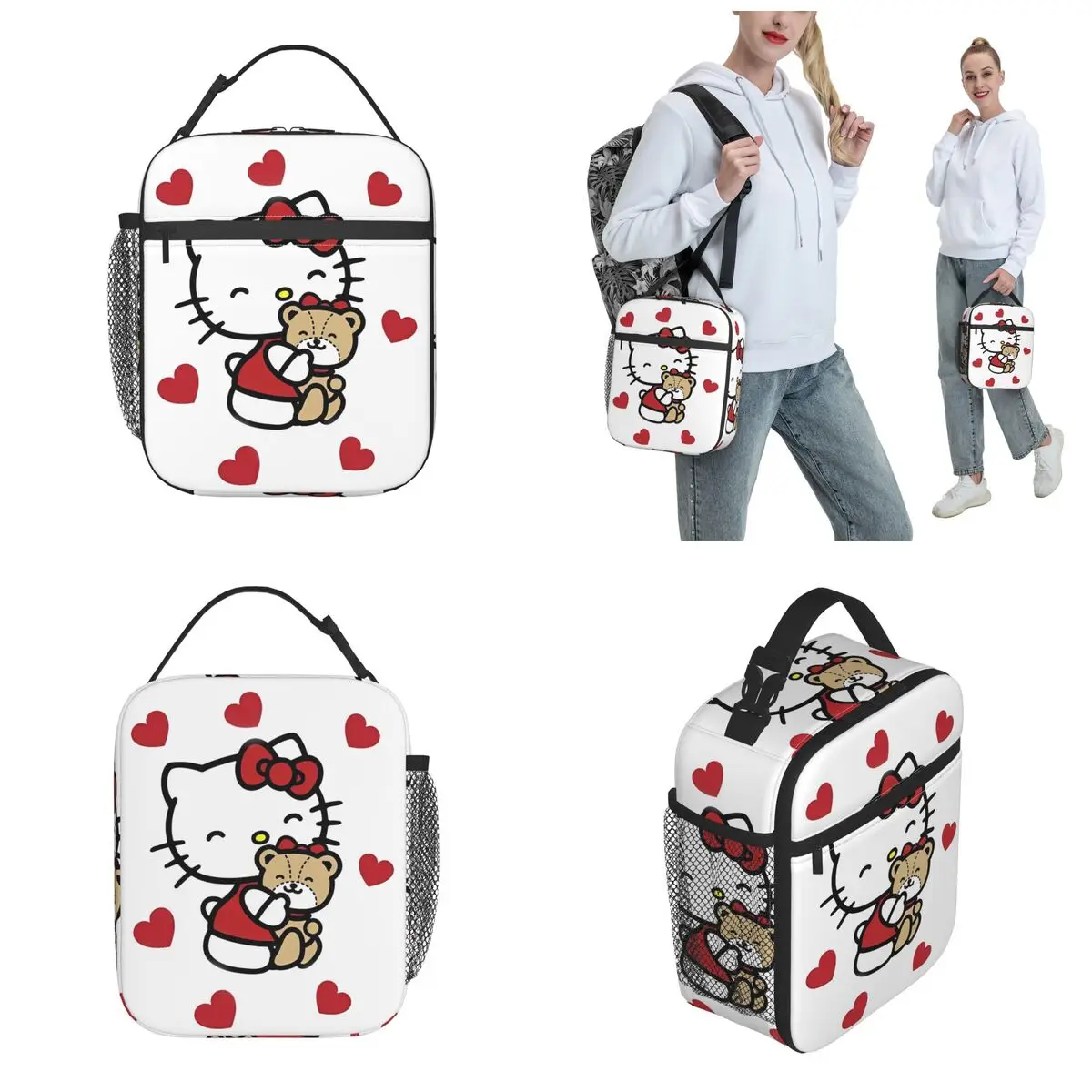 حقيبة غداء معزولة من هالو كيتي آند بير، حاوية وجبة مقاومة للتسرب، حقيبة حرارية، صندوق غداء، حقيبة طعام خارجية للعمل #3
