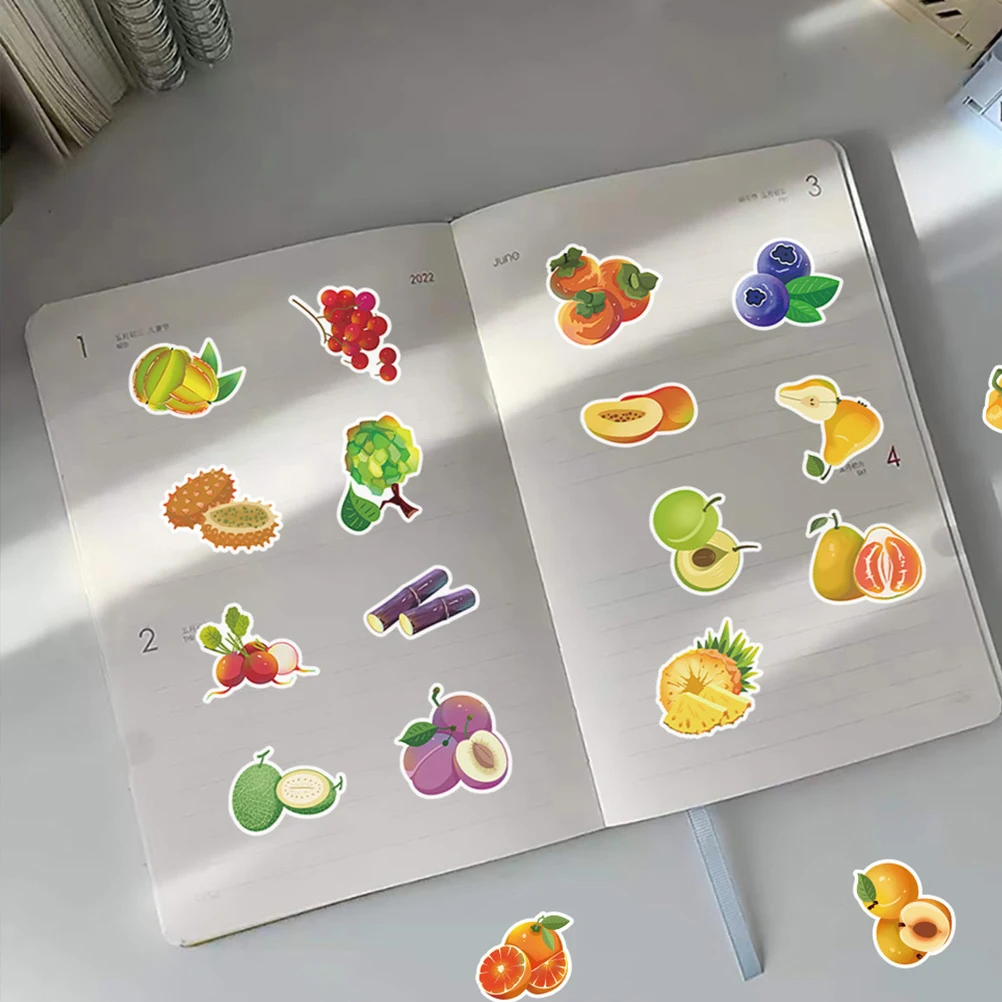 

60Pcs Touch Friendly Cartoon Fruit Stickers Diy Waterproof Luggage Notebook Phone Decorative Adhesive Decal Supplies