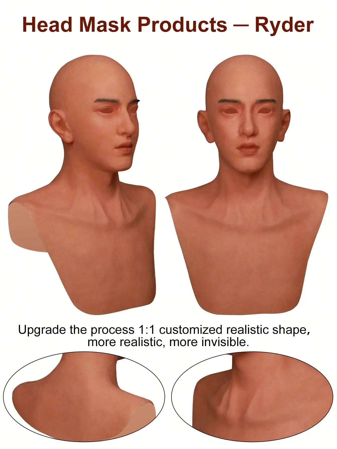 1 Stück Ultra-Realistische Herren-Silikon-Vollkopfmaske, Partykostüm, Cosplay, Bühnenauftrittsmaske, Cross-Dressing – Detail 4