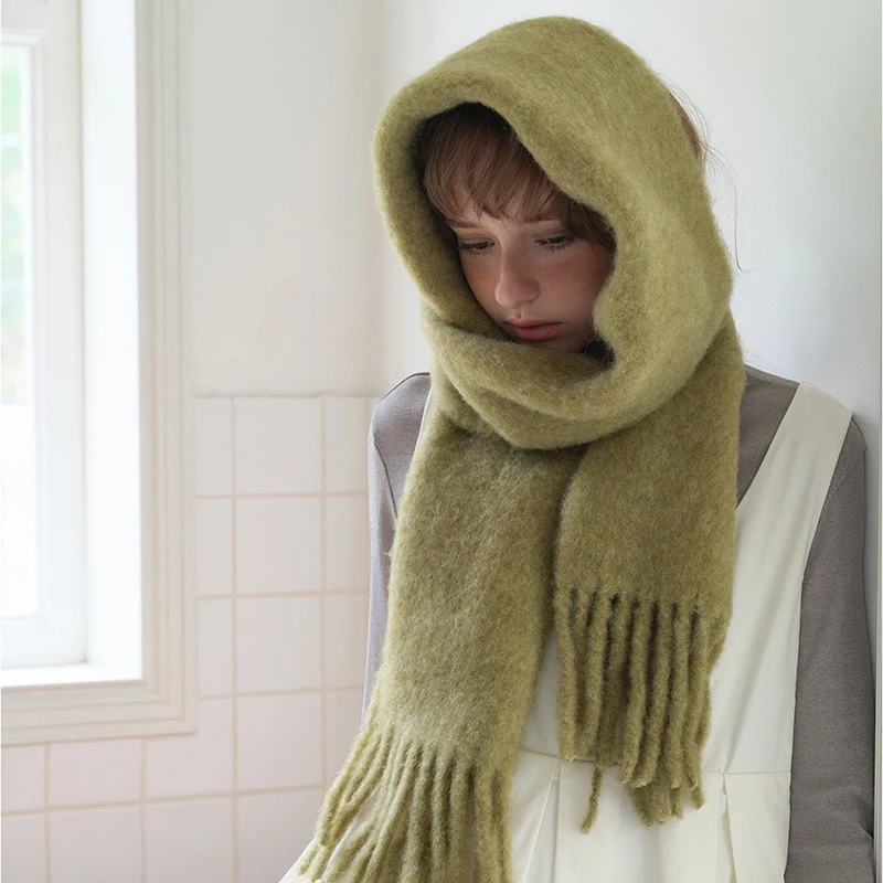 38% الصوف شتاء دافئ المرأة وشاح الكشمير بلون شالات سميكة منديل الحجاب يلتف شرابات الباشمينا فولارد عقال #2