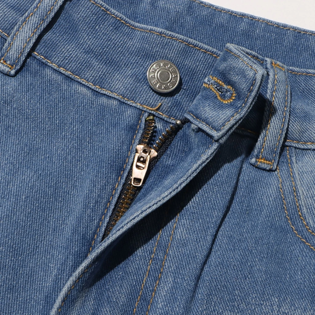 

Trendy Women's Retro Hollow-Out Design Straight-Leg Jeans Summer Casual Fashion Personalized Style