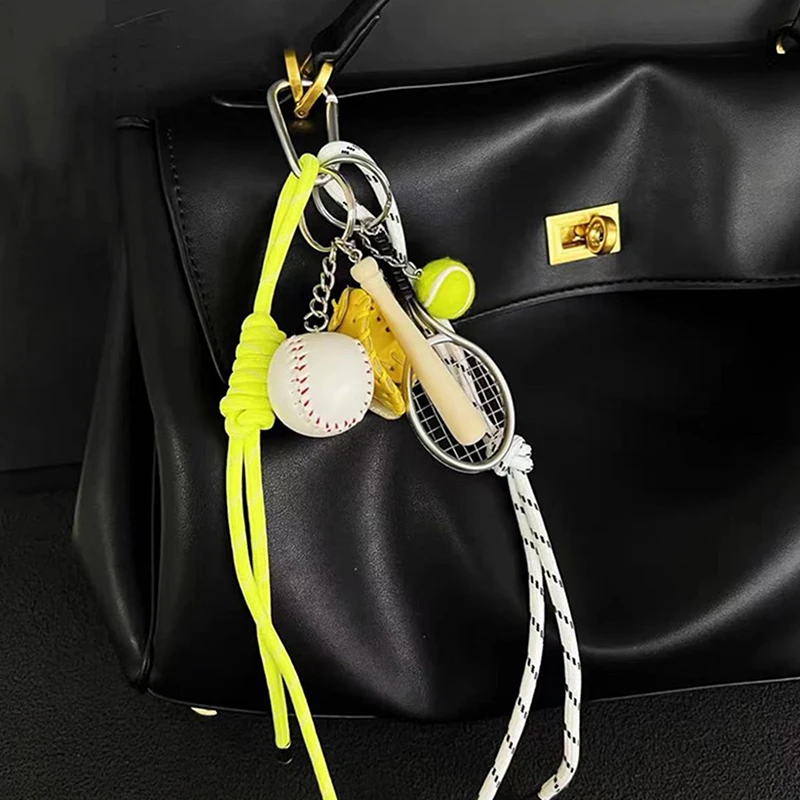 Bag Charm Mobile Phone Chain Tennis Baseball Badminton Football Pendant Personality Ins Style Braided Lanyard