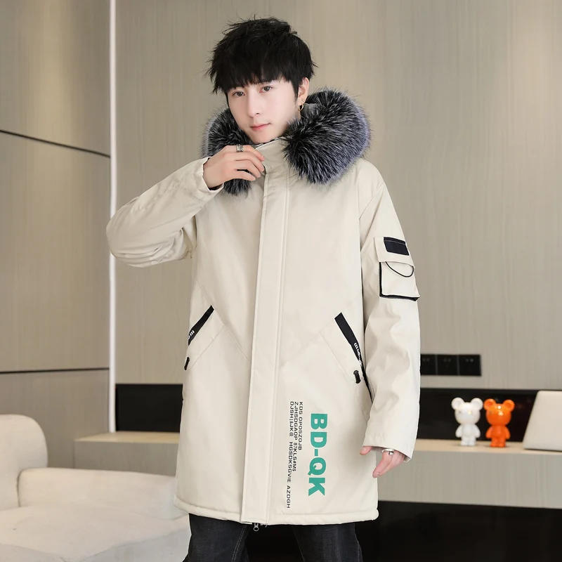 Men's Fashion Windbreaker Parka Coat Streetwear Male Jacket Windproof Casual Autumn Winter Warm Hombre New Mid-length