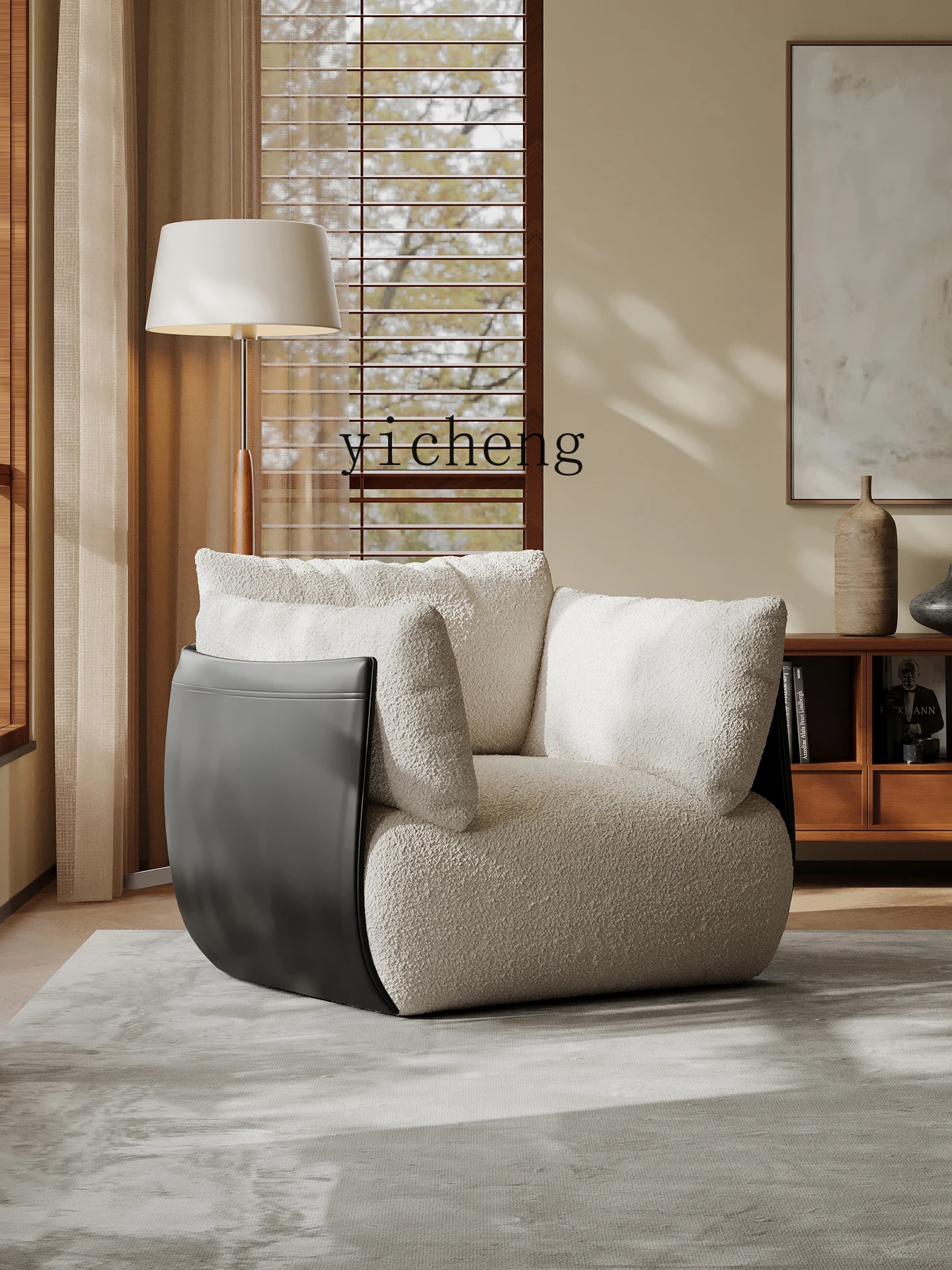 

ZYA medieval style high-end living room small apartment lazy leisure fabric single sofa chair