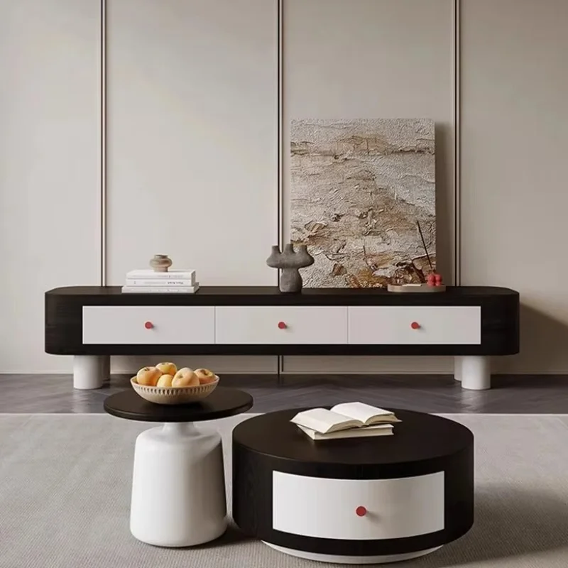 Shelf Nordic TV Table Light Luxury Floor White Black Drawers TV Table Standing Organizer Room Muebles Salon Moderno Furniture