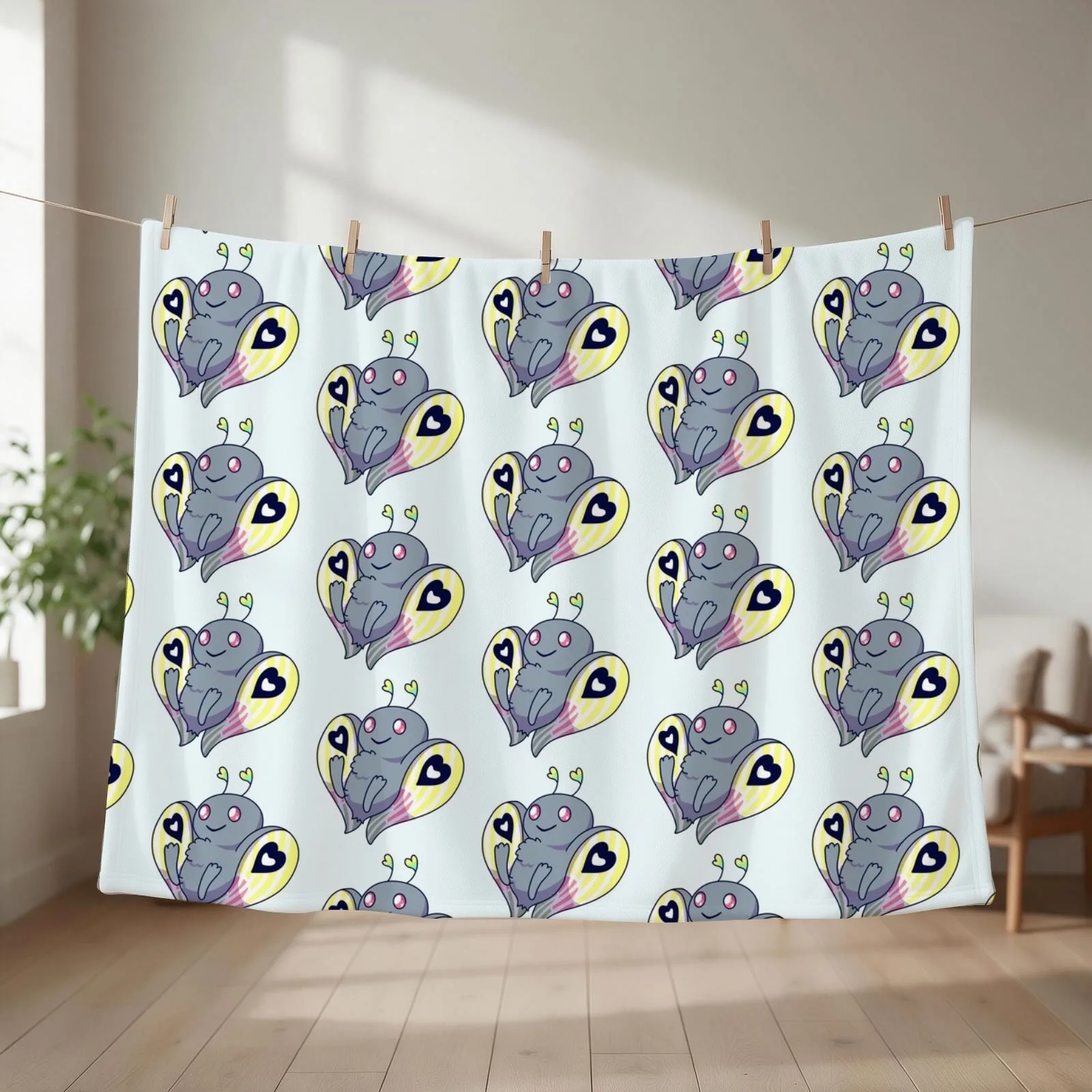 Kawaii Mothman Throw Blanket couch cozy soft plush fuzzy picnic outdoor blanket