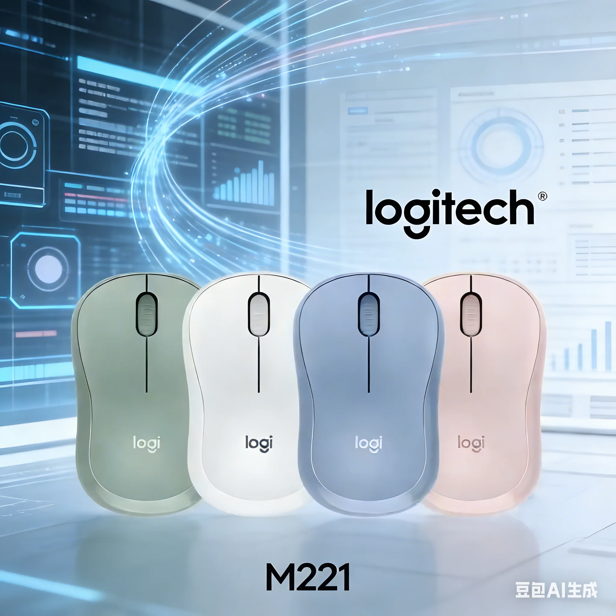 

Бесшумная беспроводная мышь Logitech M221, USB-приемник Logitech, компактная без кабеля для офиса и дома