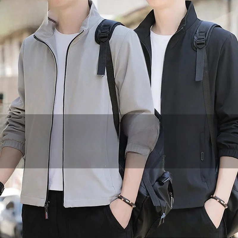 

High Quali Men's Stand Collar Jaet Spring Autumn New Korean Version Trendy Casual Sports Top Large Size Jaet