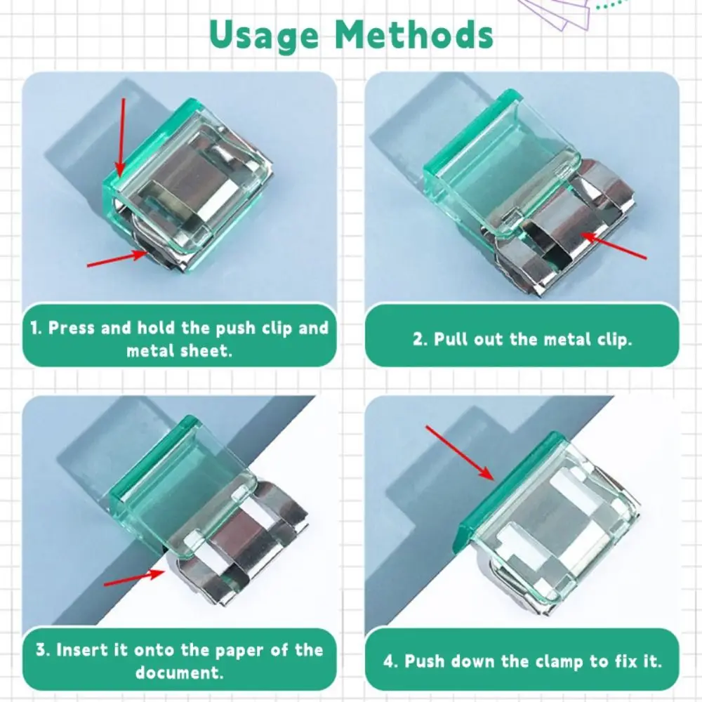 New Morandi Color Letter Paper Clip Transparent Plastic Push Clip Multi-function Test Paper File Folder Student Stationery