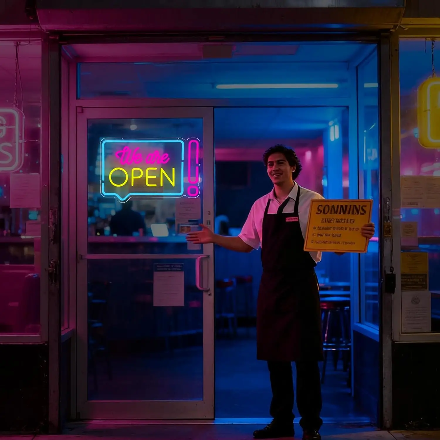 نحن مفتوح النيون الأعمال LED ضوء النيون عكس الضوء USB لمتجر متجر بار مقهى مطعم الإعلان نافذة جدار ديكور