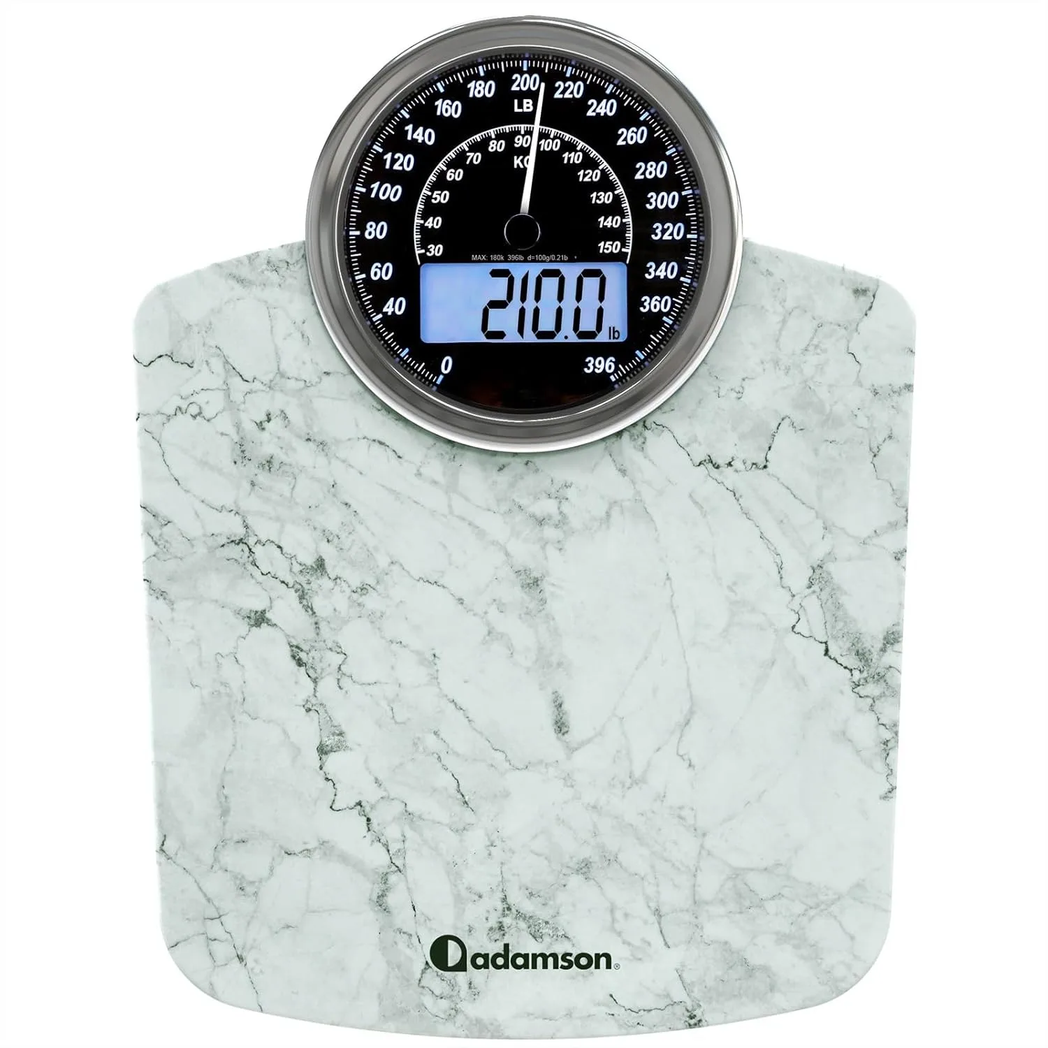 

2-in-1 Analog & Digital Weighing Scale for Body Weight up to 400lbs - Thick Tempered Glass, Extra Large Display, Easy to Read