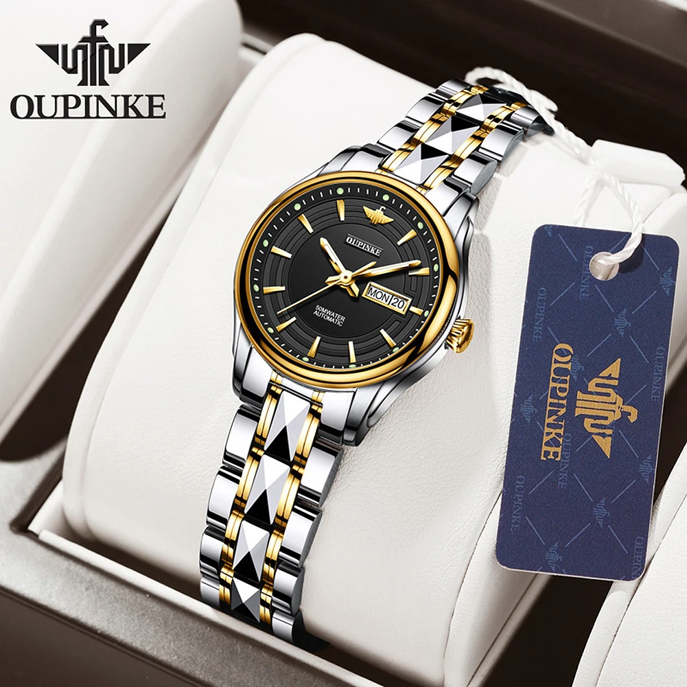 OUPINKE 3170 женские часы, роскошные модные элегантные кварцевые наручные часы для женщин, водонепроницаемые светящиеся часы с датой и днем, подарочная коробка Reloj