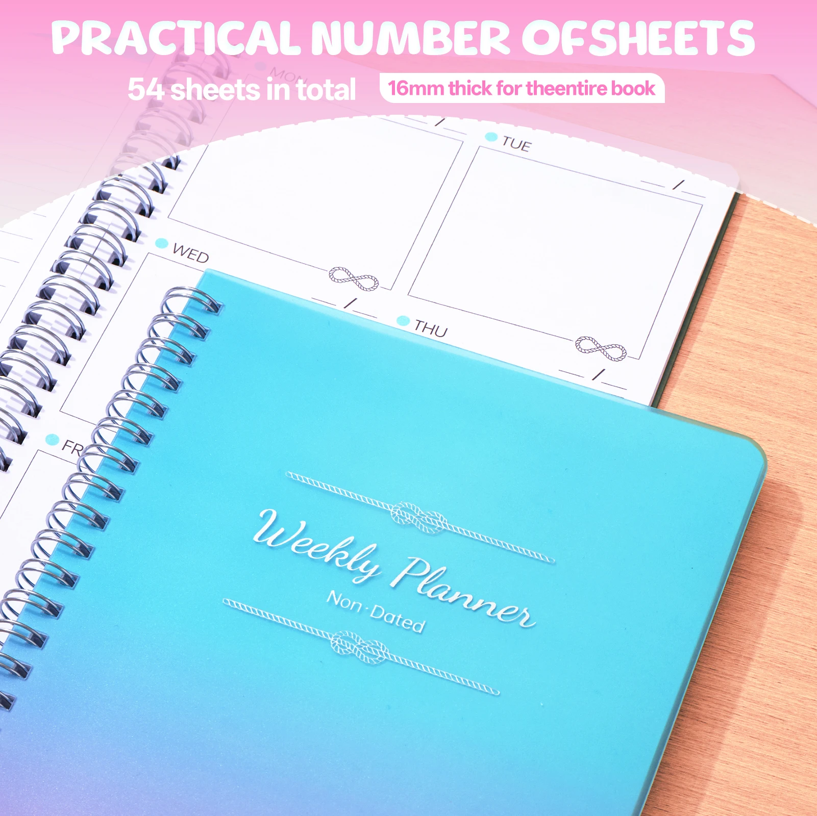 مخطط A5 غير مؤرخ 104 صفحة دفتر حلزوني 52 أسابيع جدول أعمال يومي أسبوعي جداول الطلاب القرطاسية مكتب اللوازم المدرسية #2