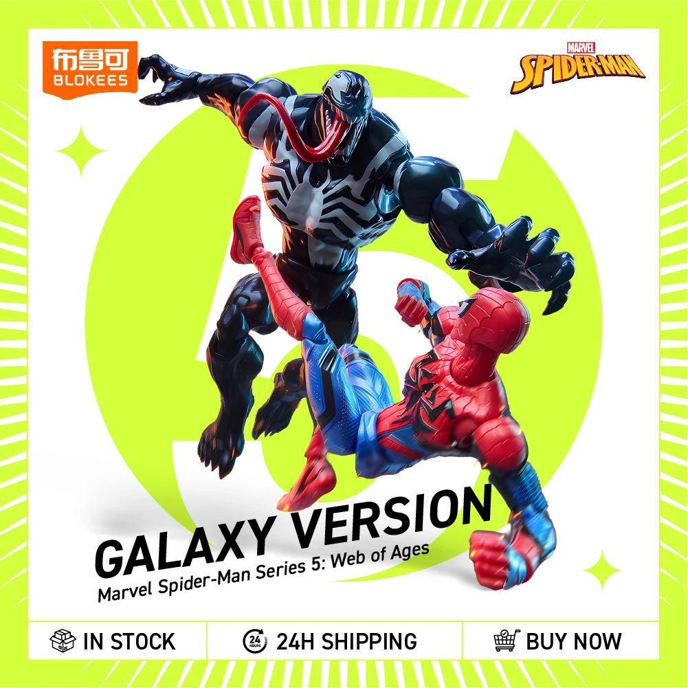 

In Stock Blokees Galaxy Version Marvel Spider-Man Series Vol.5 Vol.6 ​Blind Box Action Figure Octopus Venom Collect models toy
