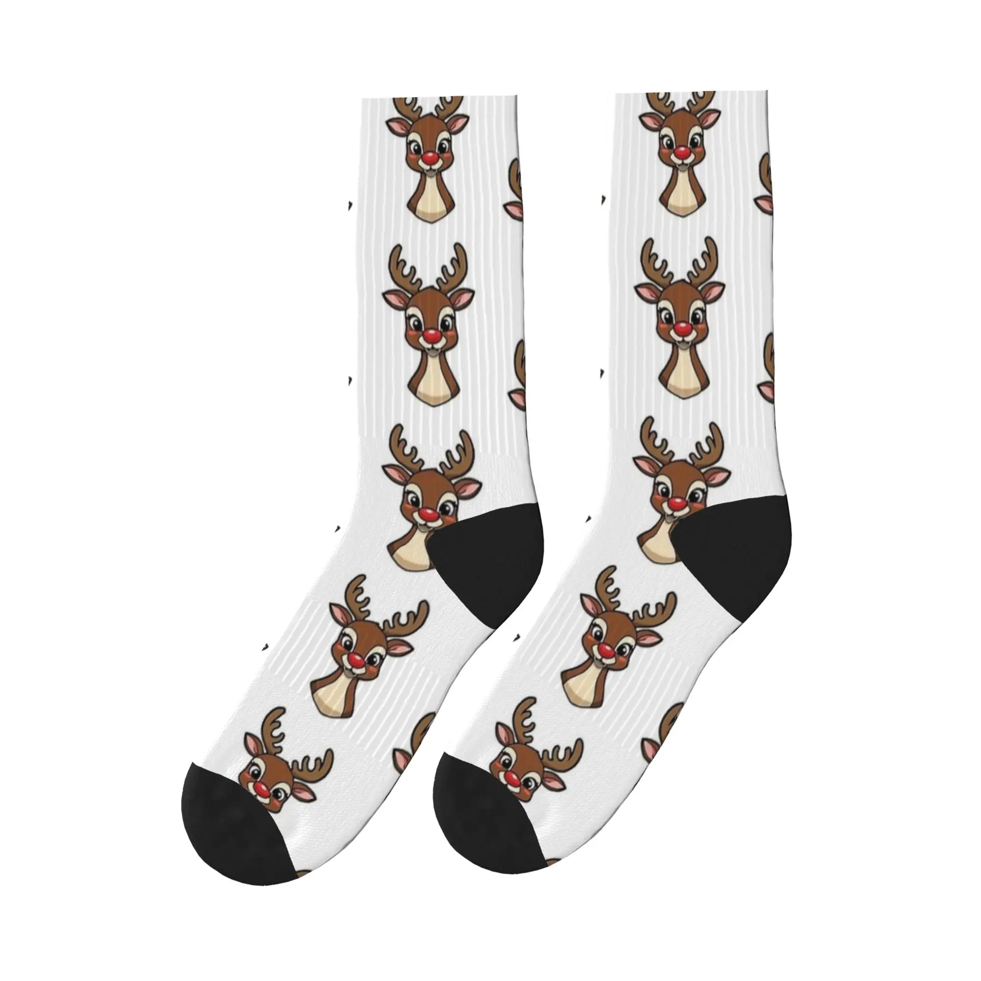 

Мужские носки унисекс, рождественские чулки Рудольфа, осенние теплые мягкие носки в стиле ретро, противоскользящие носки с графическим рисунком для скейтборда