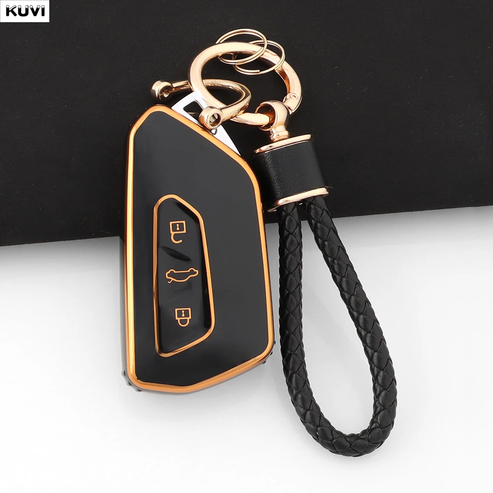 For VW Volkseagen Golf 8 MK8 ID.3 ID.4 Cupra Skoda Octavia A8 SEAT Leon MK4 2020 2021 Formentor Tarraco TPU Car Key Case Cover view 4