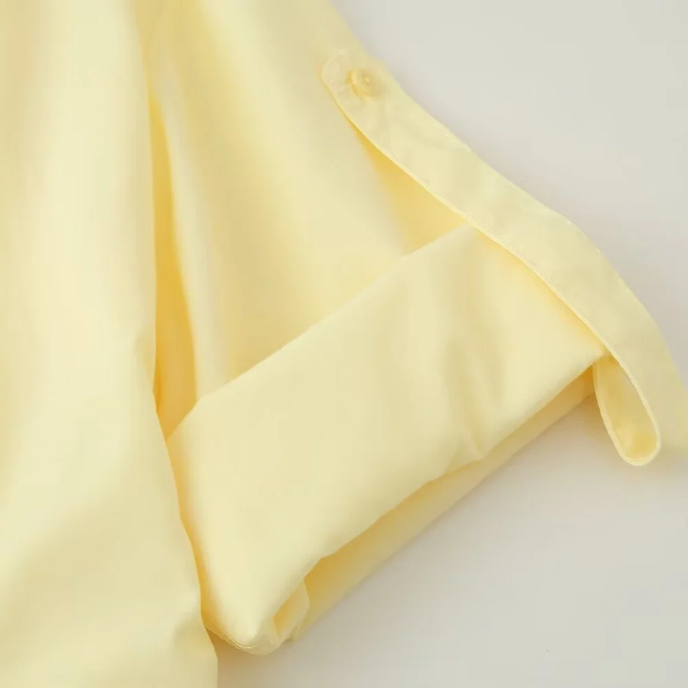 Women's Summer New Style Design Versatile Waist slimming Solid color Short sleeved Shirt Long Dress