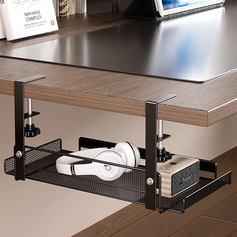 رف إدارة الكابلات تحت المكتب خالٍ من اللكمات، منظم أسلاك تخزين كابل الشبكة