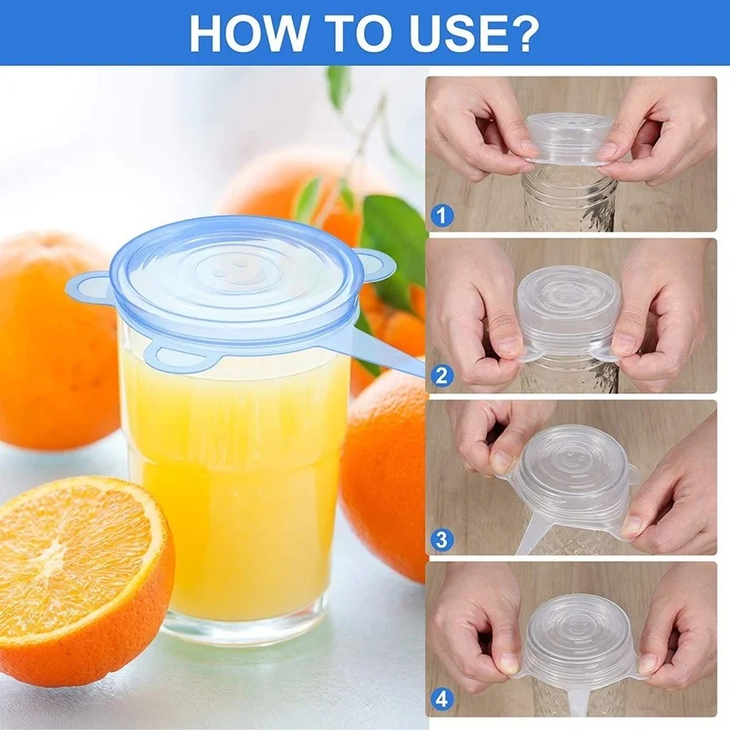 Silicone Stretch Lids,14P Cmiracle lids ,Reusable Durable Silicon Food Storage Cover for Cups Small Bowls Soda Can Yogurt Jars