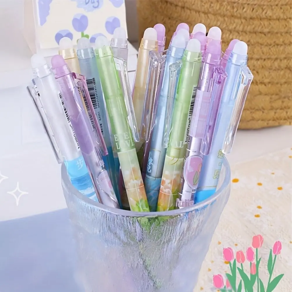 

Back To School Tulip Erasable Gel Pens Writing Korean Style Neutral Pen Purple Landscape Gel Pens Children Gift