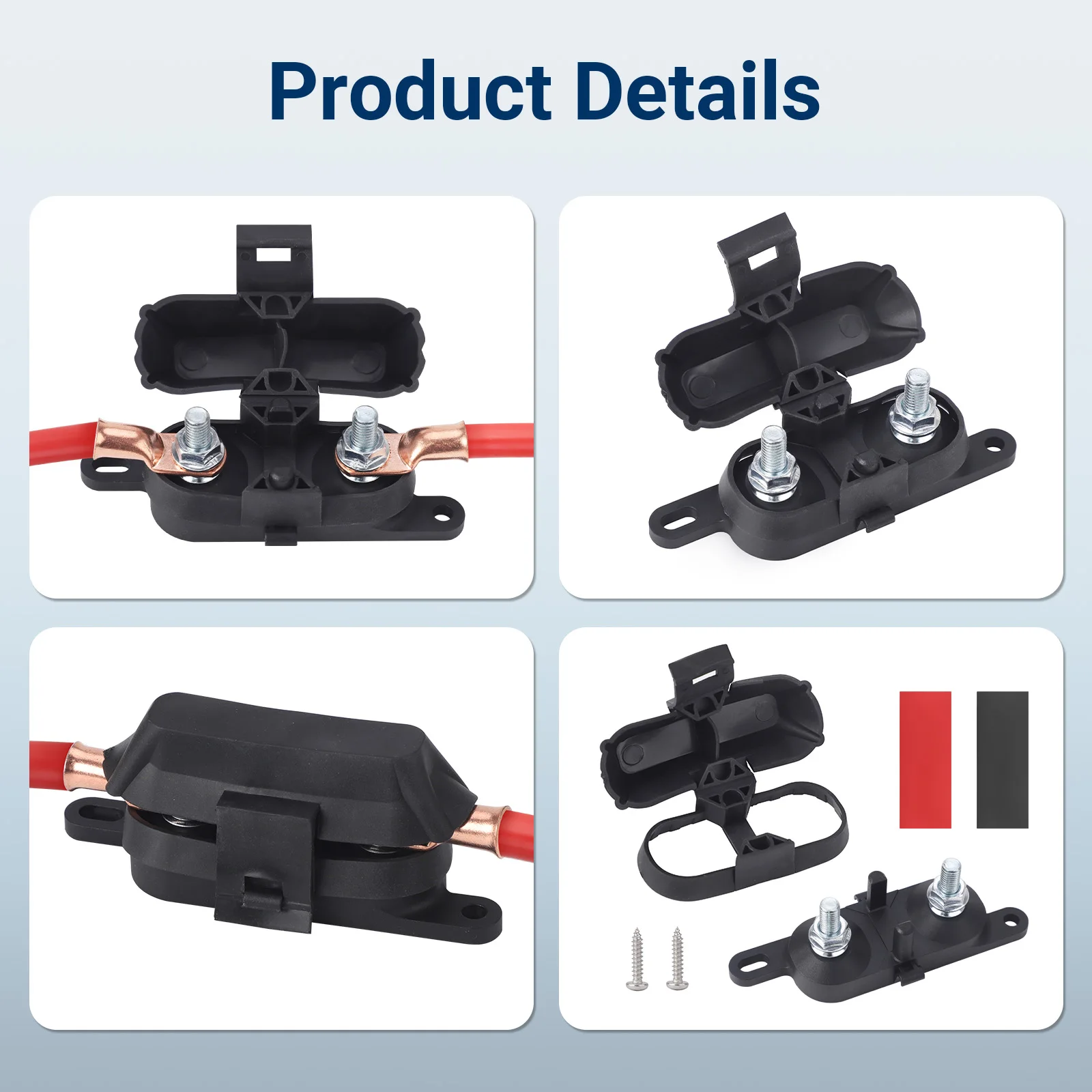 HMEG فيوز كتلة/قاعدة حامل مع غطاء لسيارة RV قارب حامي الدائرة ل 500A 8 إلى 2 AWG مسمار M8 هايت AMG الترباس على الصمامات التلقائية #6