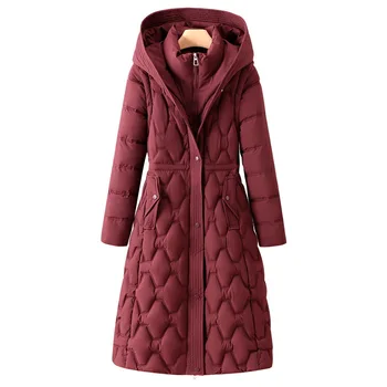 Long Hooded Winter Parka 5 Women Parkas Coats Long Jackets Detachable Hooded Solid Zipper Pocket Cinched Waist Long Sleeves Loose Thick Casual 2025 Winter 5