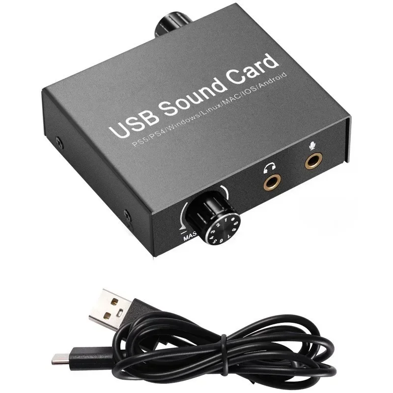 USB-C Audio External 3.5mm Microphone Adapter Soundcard for PS4 PC Laptop Headset USB Sound Card