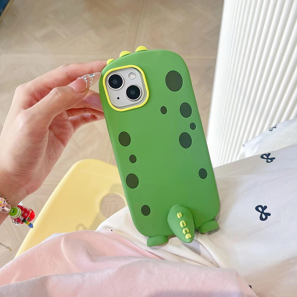 Für iPhone 11 12 13 14 15 Pro Max Lustige Cartoon Polden Sulley Monsters Dinosaurier Hülle Weiche Silikonhülle mit Ständerhalter – Detail 3
